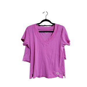 Victorias Secret Womens Pink Pajama Set V-Neck Top & Drawstring Shorts Cotton S